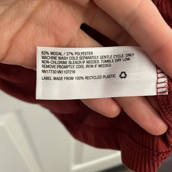 A new day Dark Red Ribbed Long Sleeve Blouse - Picture 4 of 5